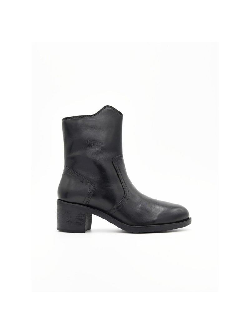 Stivaletto Con Tacco Pelle Naturale Purapiel Nero - Kiabi