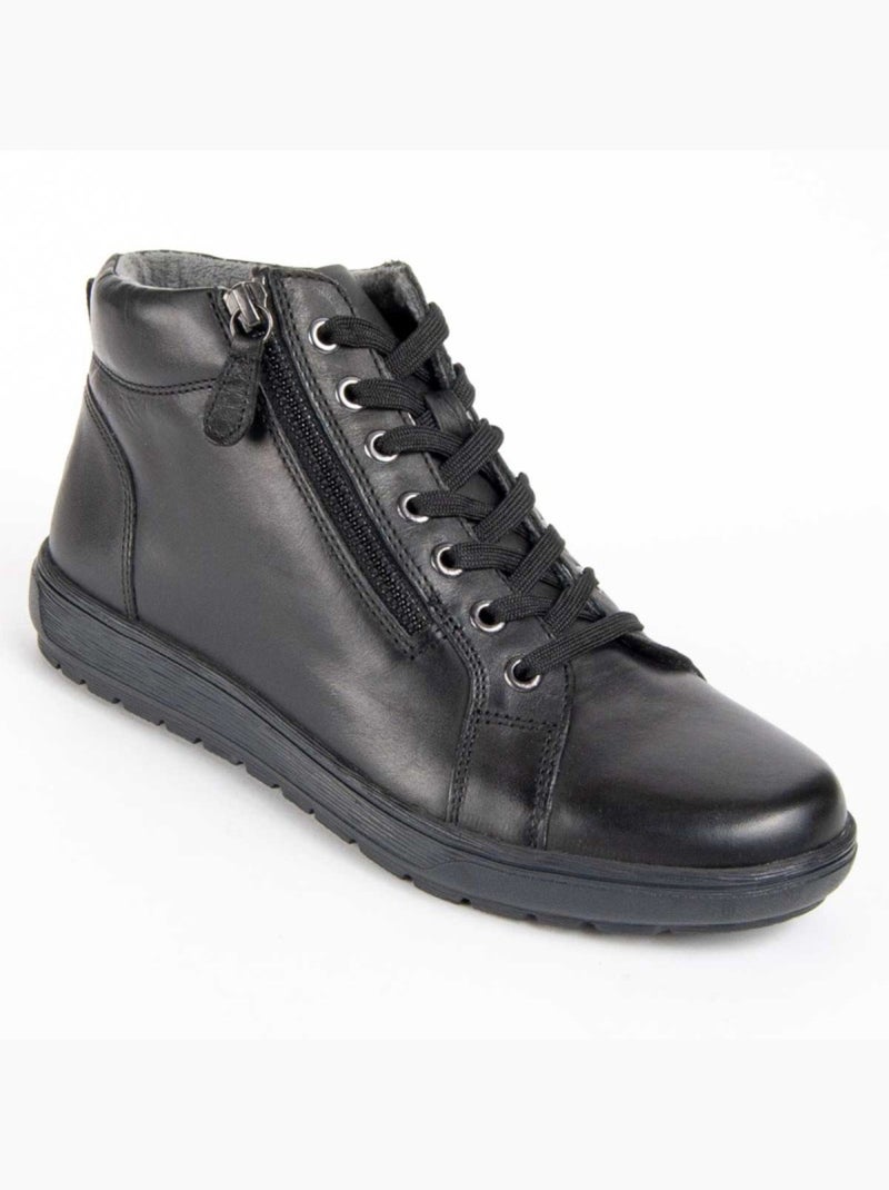 Stivaletto Pelle Naturale Purapiel Nero - Kiabi