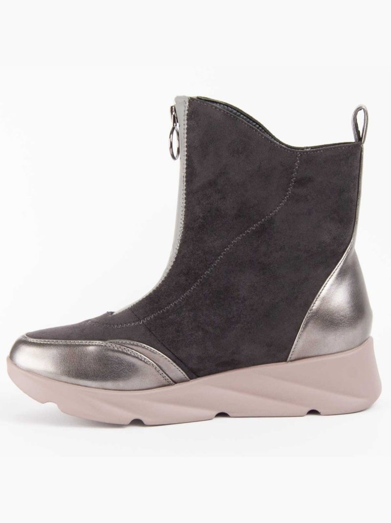 Stivaletto Zeppa Materiale Sintetico E Tessile Montevita Grigio - Kiabi