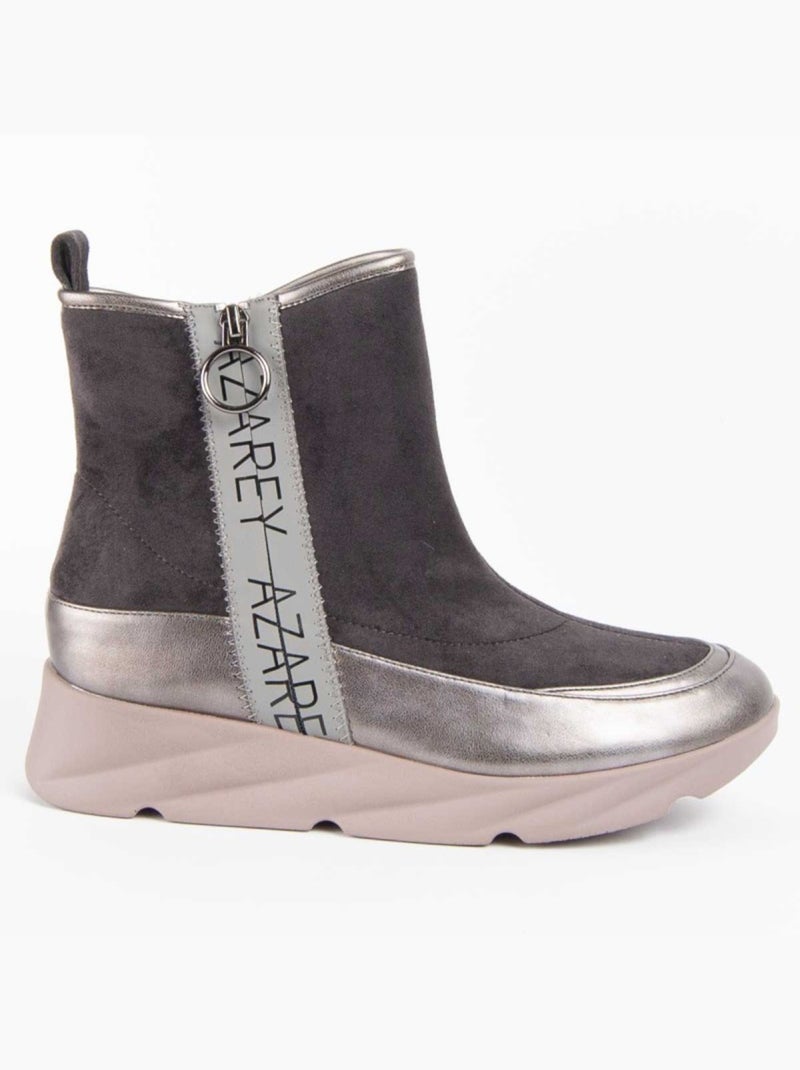 Stivaletto Zeppa Materiale Sintetico E Tessile Montevita Grigio - Kiabi