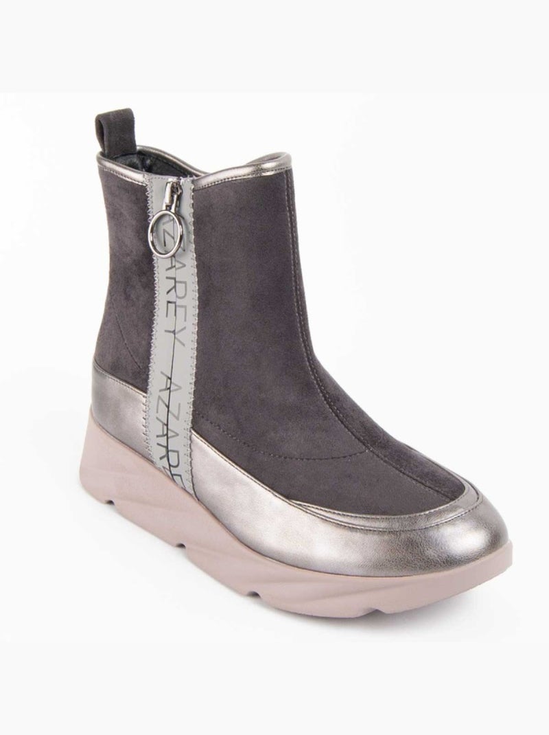 Stivaletto Zeppa Materiale Sintetico E Tessile Montevita Grigio - Kiabi
