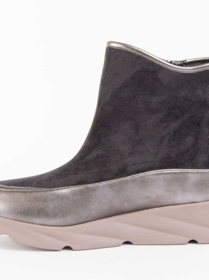 Stivaletto Zeppa Materiale Sintetico E Tessile Montevita Grigio - Kiabi