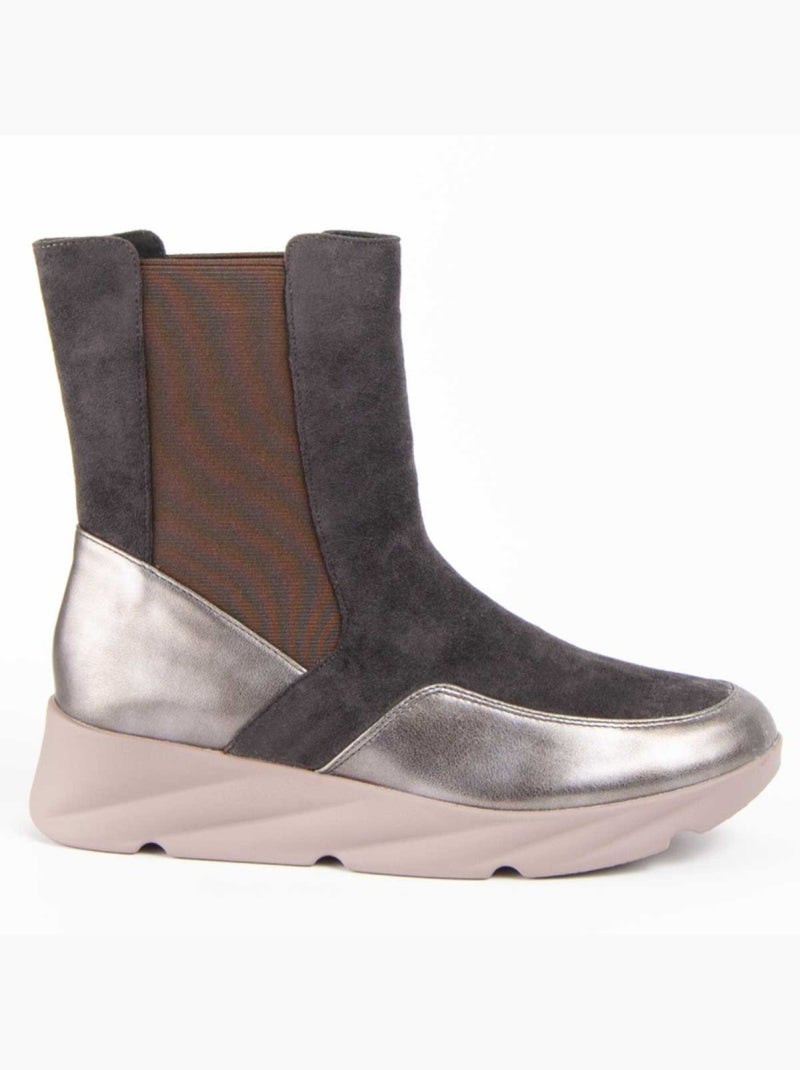 Stivaletto Zeppa Materiale Sintetico E Tessile Montevita Grigio - Kiabi