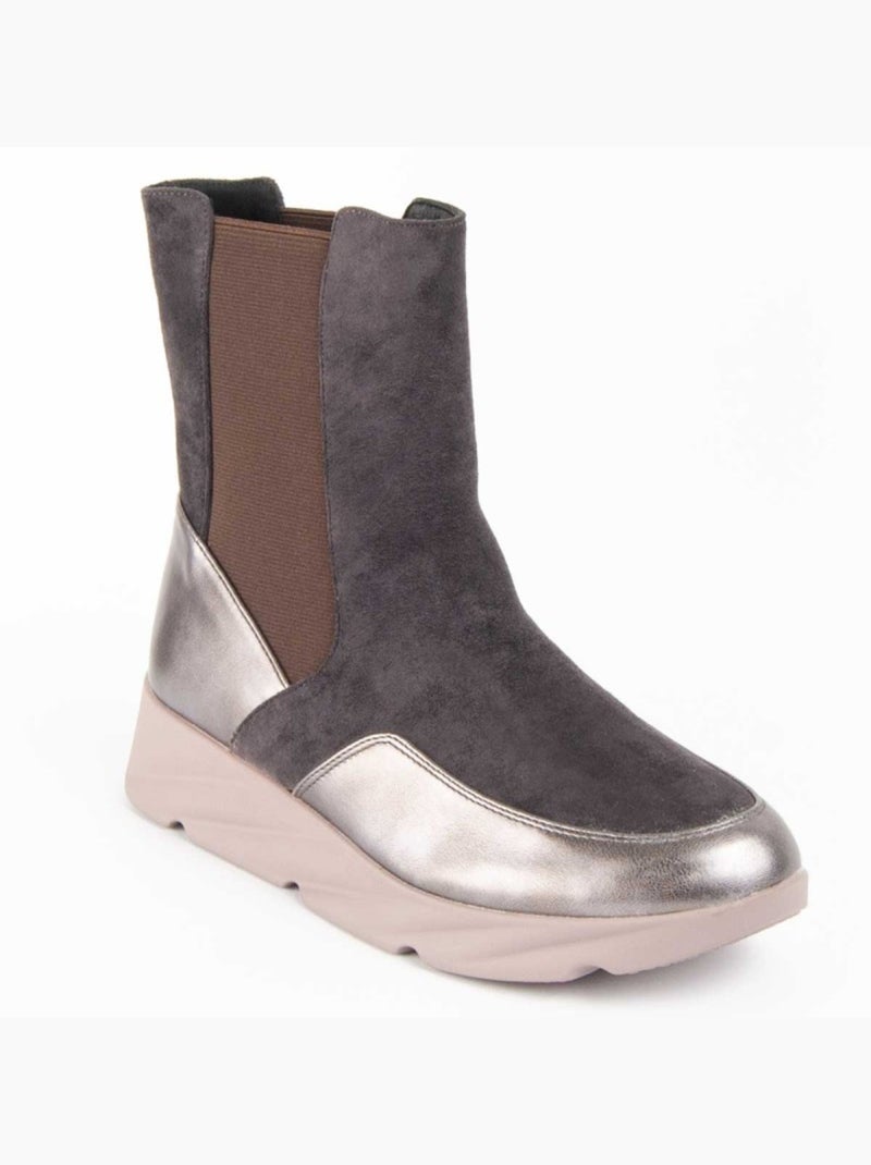 Stivaletto Zeppa Materiale Sintetico E Tessile Montevita Grigio - Kiabi