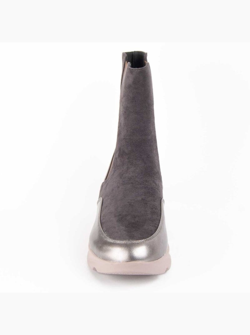 Stivaletto Zeppa Materiale Sintetico E Tessile Montevita Grigio - Kiabi