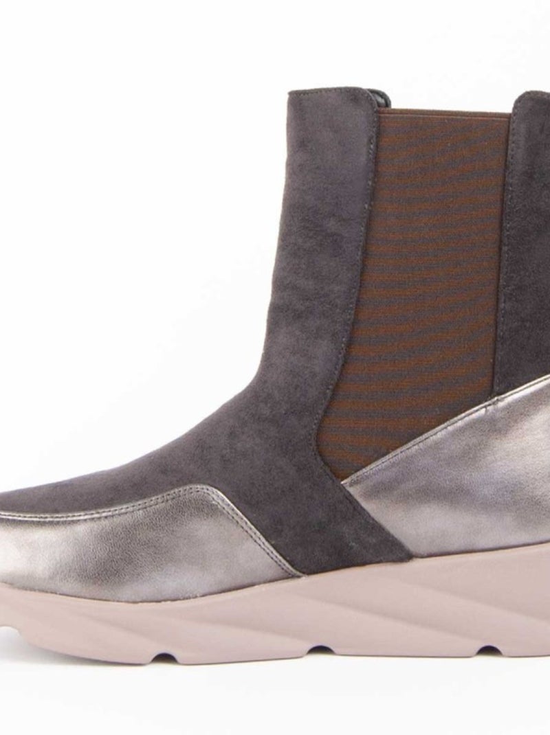 Stivaletto Zeppa Materiale Sintetico E Tessile Montevita Grigio - Kiabi