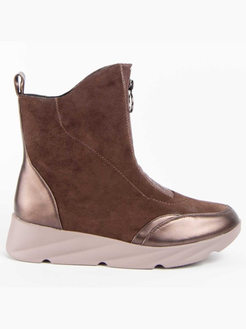 Stivaletto Zeppa Materiale Sintetico E Tessile Montevita Marrone - Kiabi