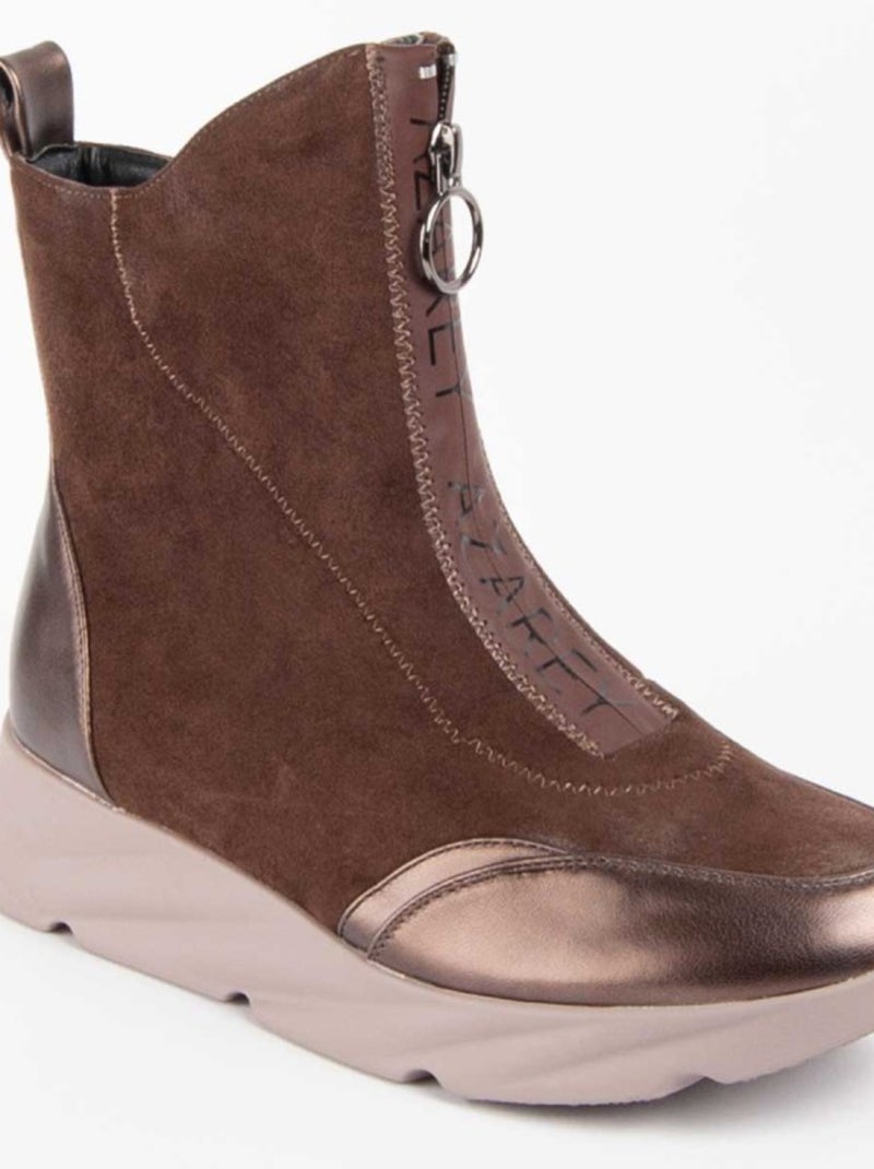 Stivaletto Zeppa Materiale Sintetico E Tessile Montevita Marrone - Kiabi