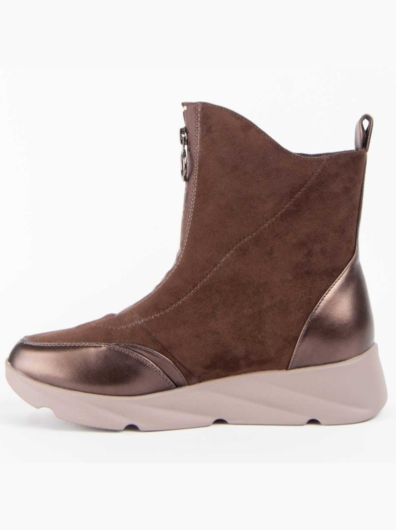 Stivaletto Zeppa Materiale Sintetico E Tessile Montevita Marrone - Kiabi