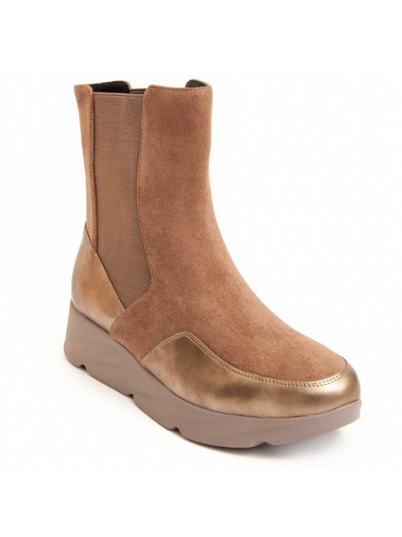 Stivaletto Zeppa Materiale Sintetico E Tessile Montevita Marrone - Kiabi