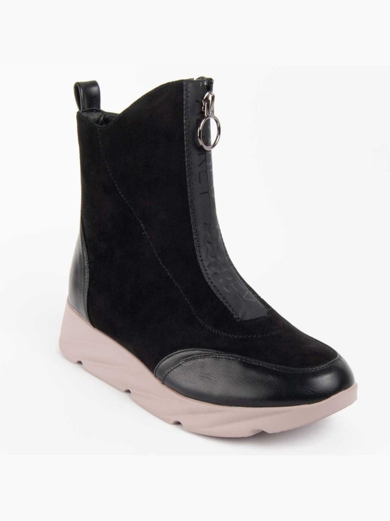 Stivaletto Zeppa Materiale Sintetico E Tessile Montevita Nero - Kiabi