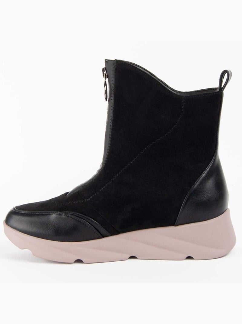 Stivaletto Zeppa Materiale Sintetico E Tessile Montevita Nero - Kiabi