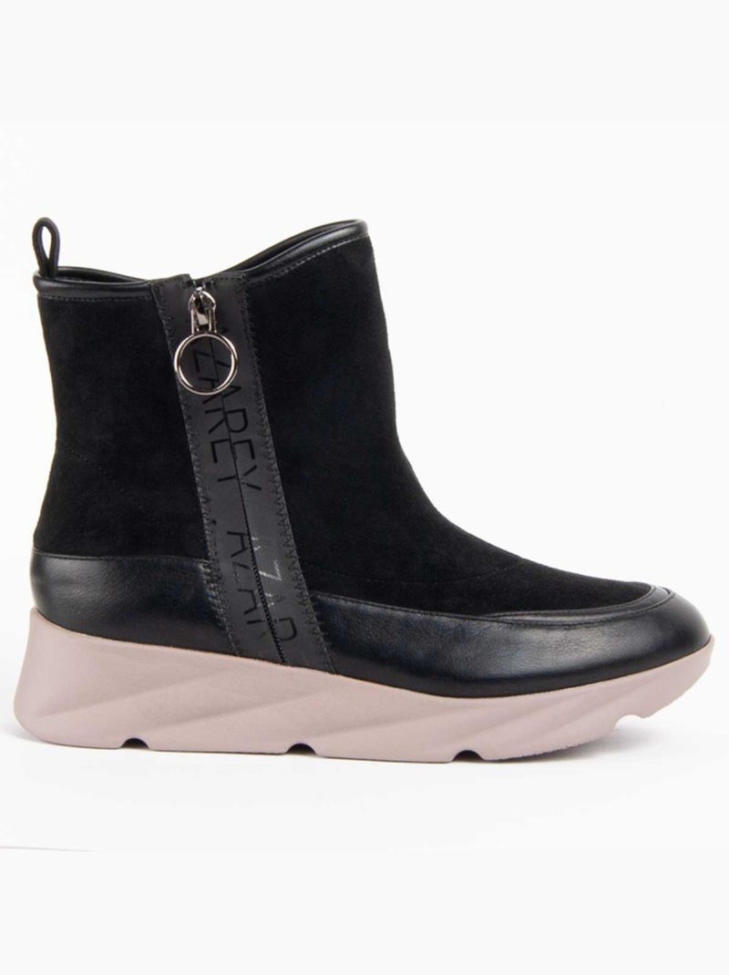 Stivaletto Zeppa Materiale Sintetico E Tessile Montevita Nero - Kiabi