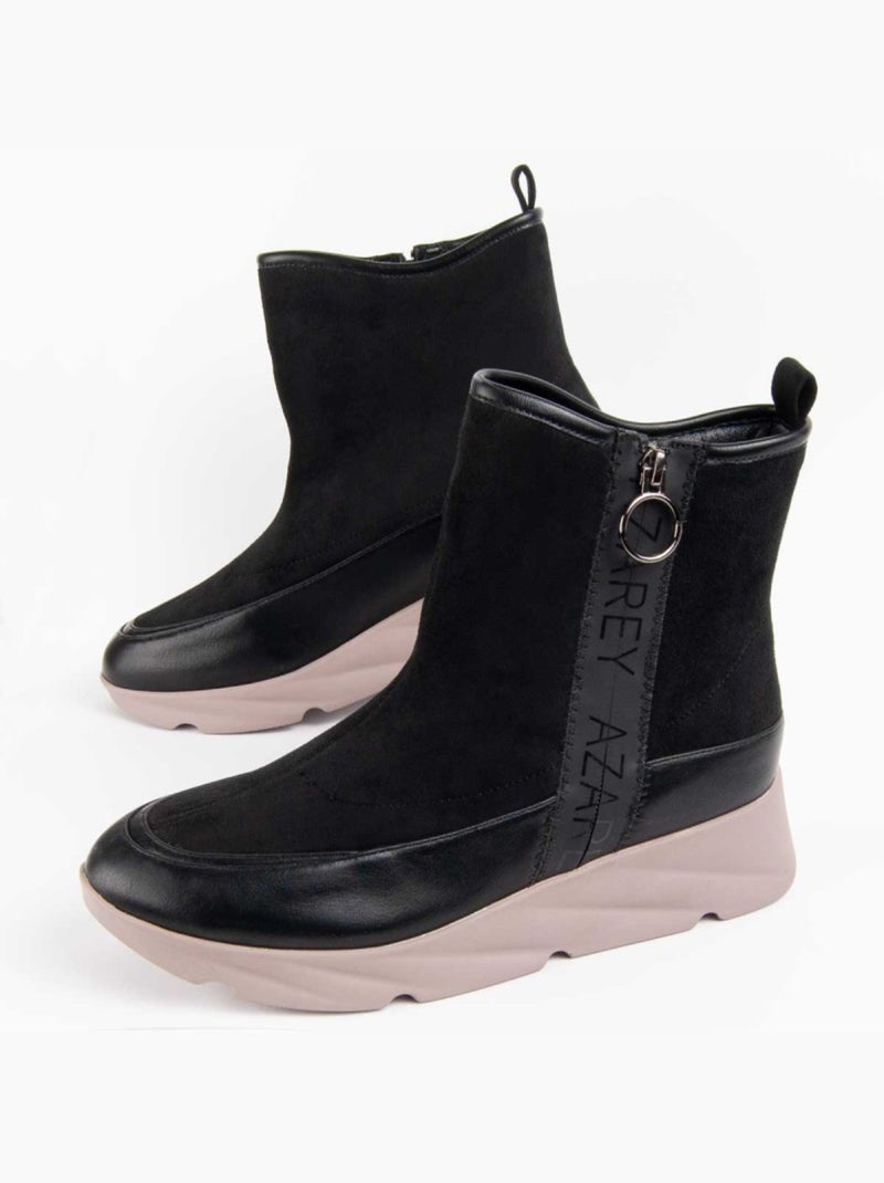Stivaletto Zeppa Materiale Sintetico E Tessile Montevita Nero - Kiabi