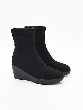 Stivaletto zeppa materiale sintetico purapiel
