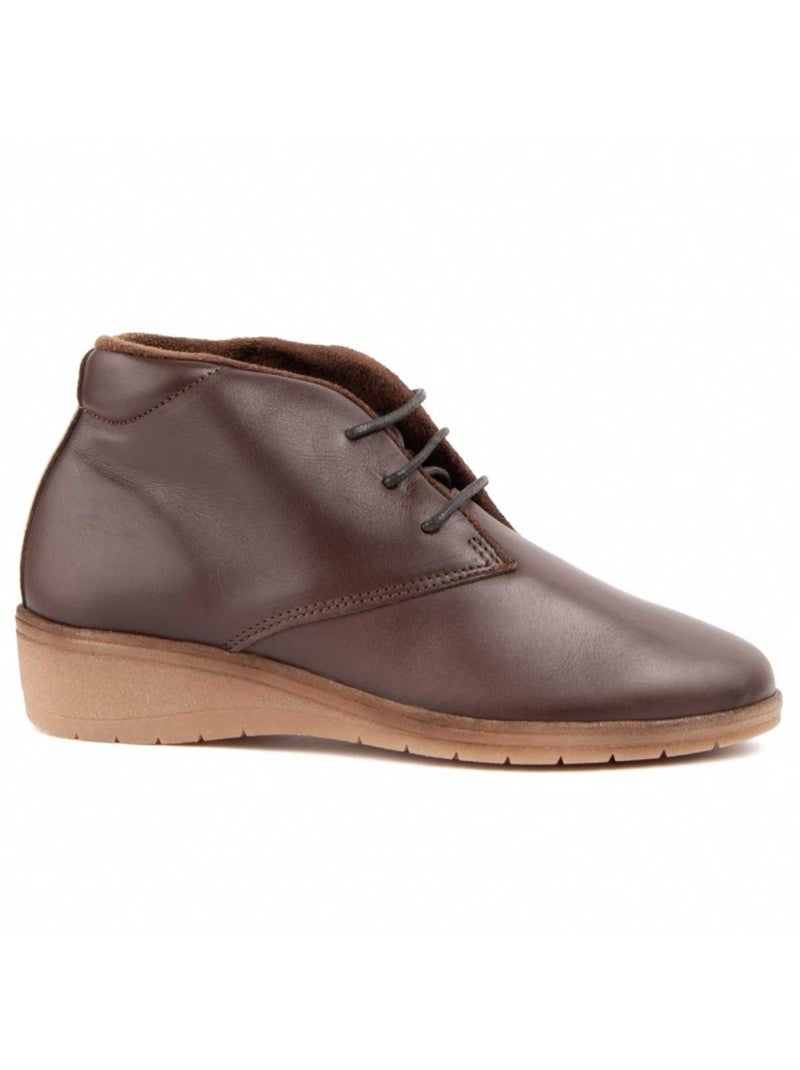 Stivaletto Zeppa Pelle Naturale Purapiel Marrone - Kiabi