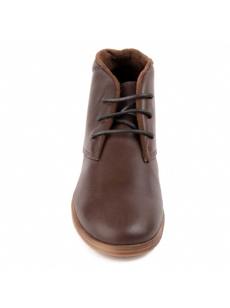 Stivaletto Zeppa Pelle Naturale Purapiel Marrone - Kiabi