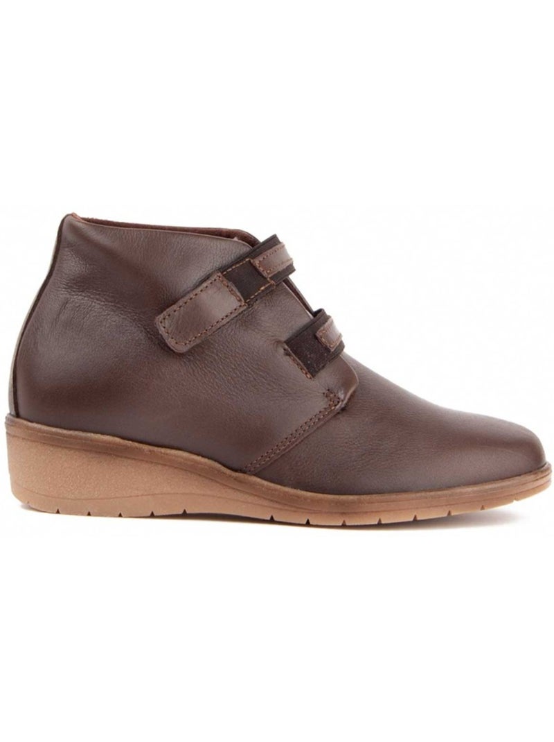 Stivaletto Zeppa Pelle Naturale Purapiel Marrone - Kiabi