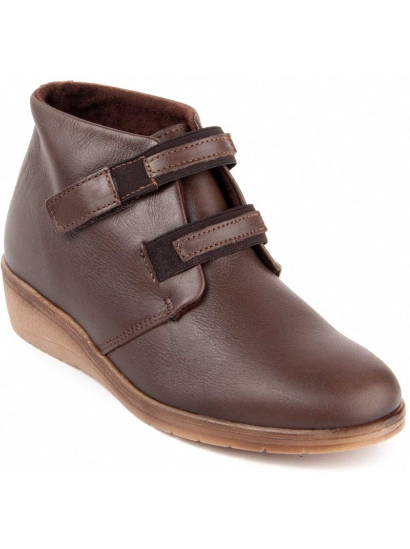 Stivaletto Zeppa Pelle Naturale Purapiel Marrone - Kiabi