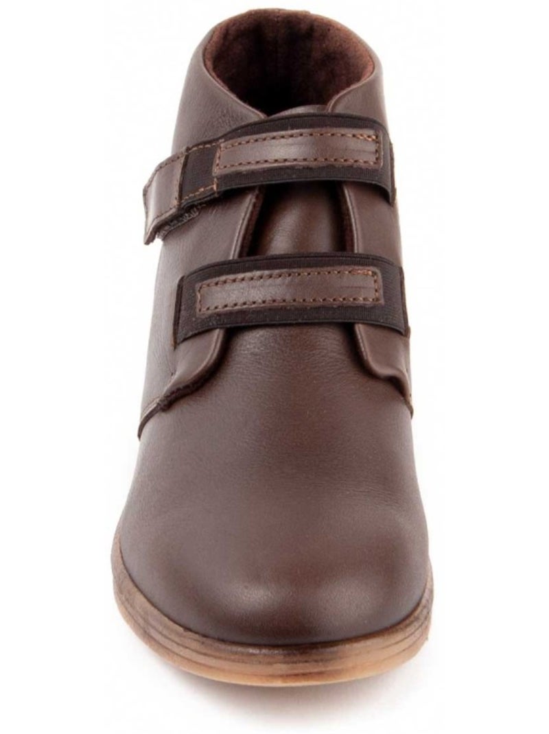 Stivaletto Zeppa Pelle Naturale Purapiel Marrone - Kiabi