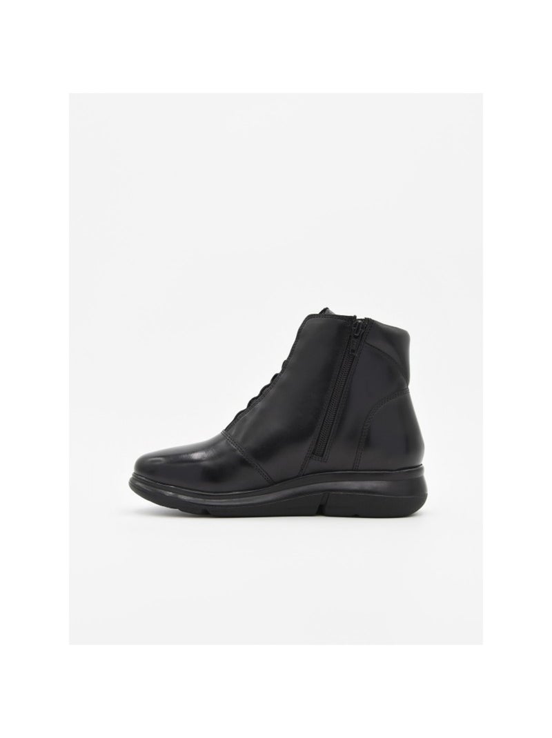 Stivaletto zeppa pelle naturale purapiel Nero - Kiabi