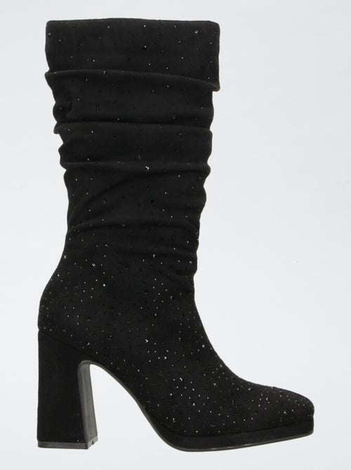 Stivali al polpaccio in ecopelle scamosciata effetto plissé - Kiabi