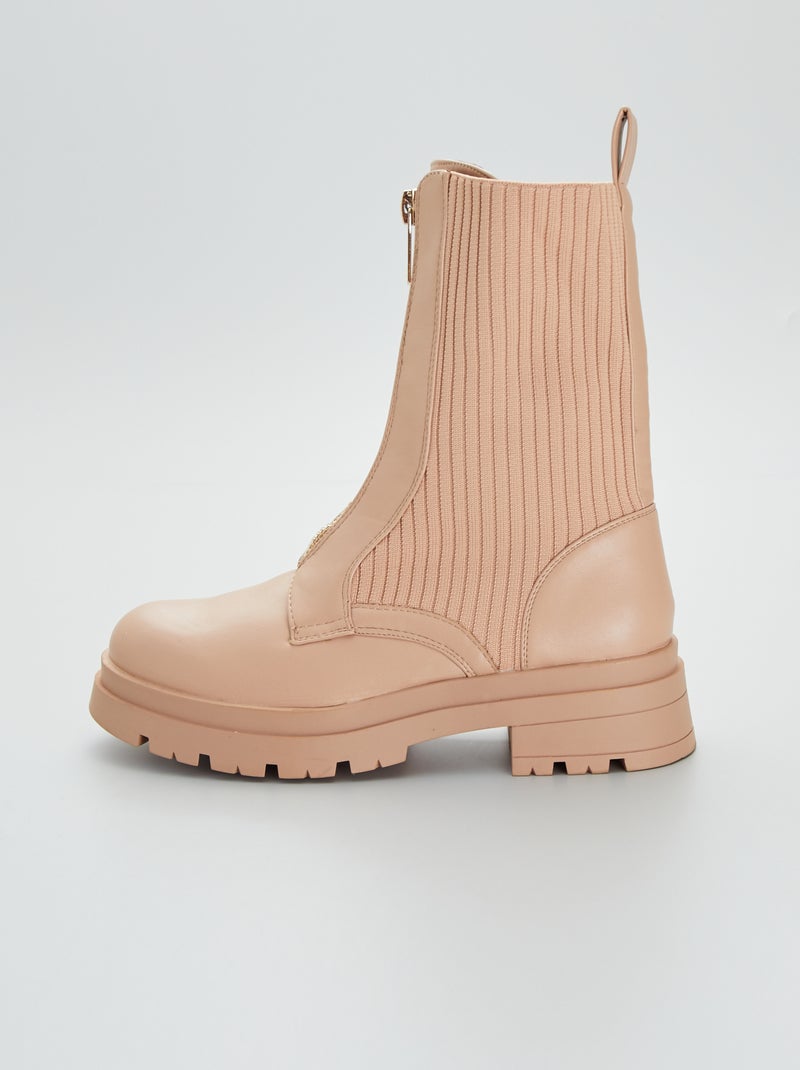 Stivali alti bimateriali BEIGE - Kiabi