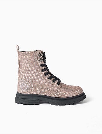 Stivali alti con effetto glitter e lacci