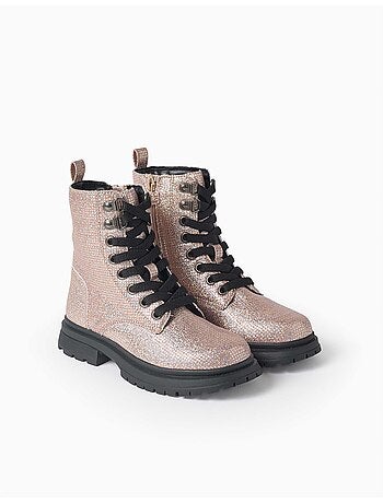 Stivali alti con effetto glitter e lacci