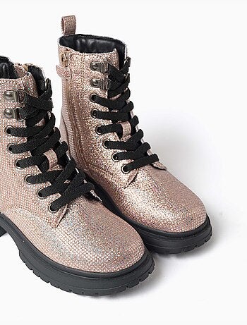 Stivali alti con effetto glitter e lacci