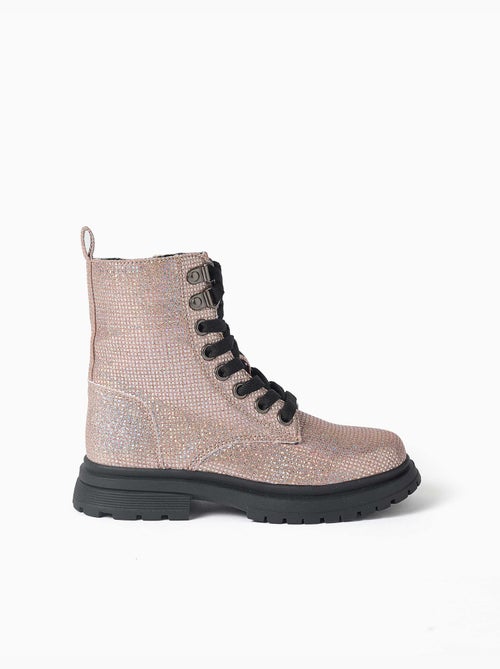 Stivali alti con effetto glitter e lacci - Kiabi Stivali alti con effetto glitter e lacci - Kiabi