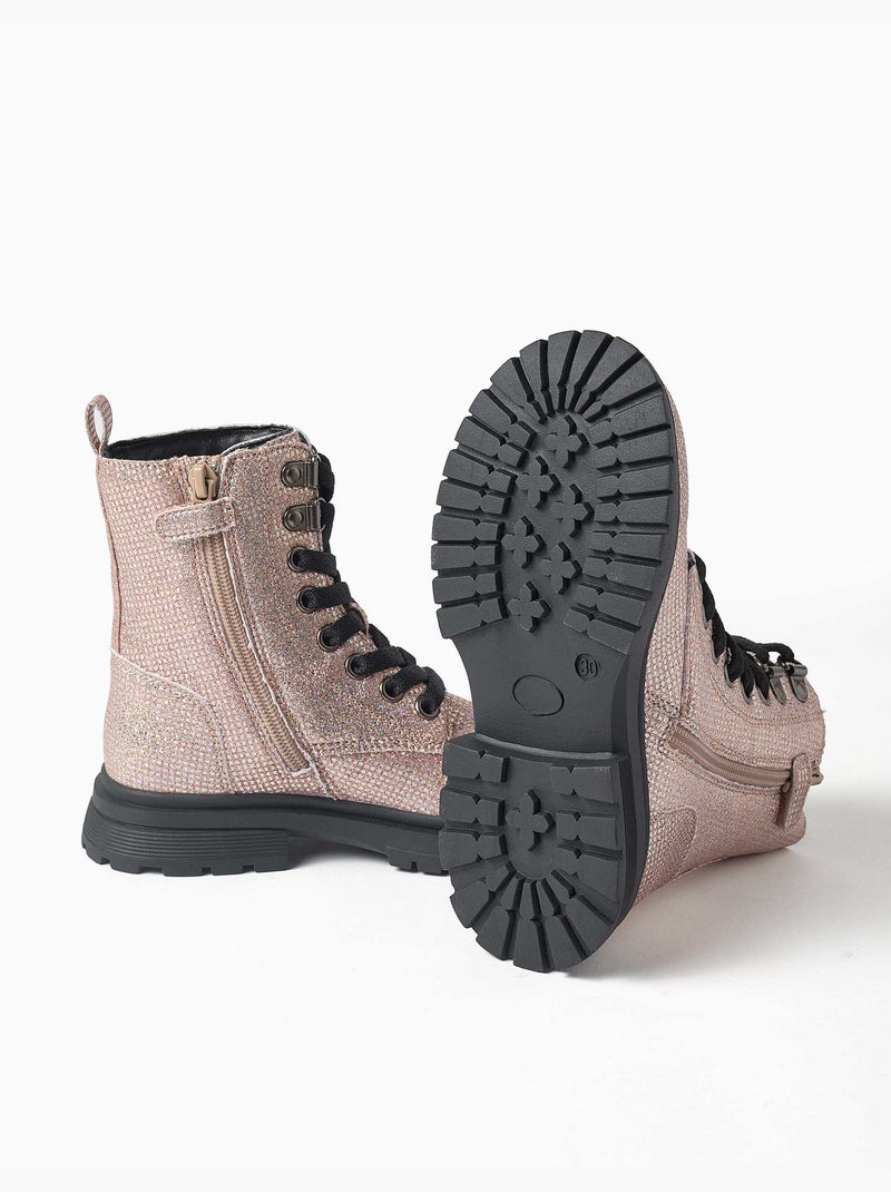 Stivali alti con effetto glitter e lacci Grigio - Kiabi