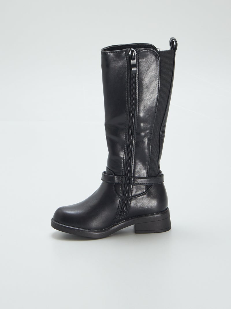 Stivali alti con fibbia metallica nero - Kiabi