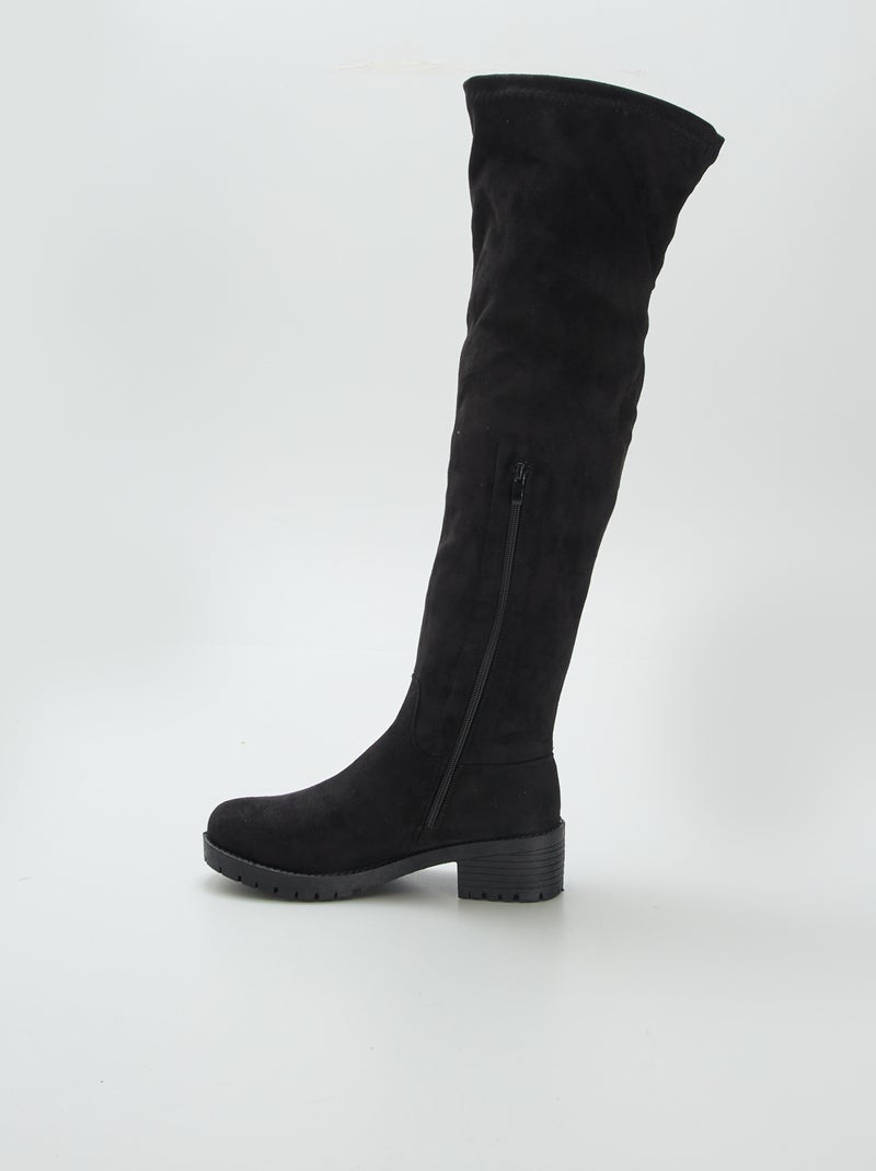 Stivali alti con tacco in finto camoscio NERO - Kiabi