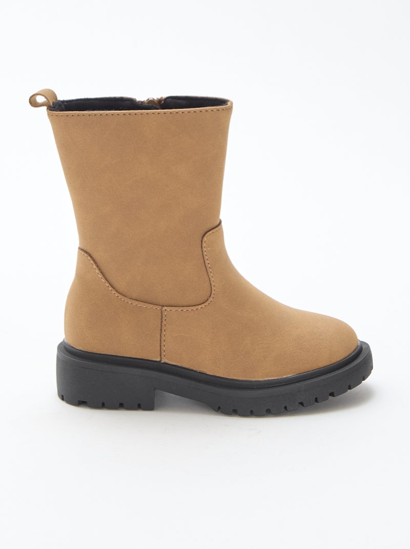 Stivali alti con zip Marrone - Kiabi