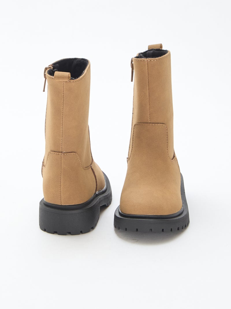 Stivali alti con zip Marrone - Kiabi