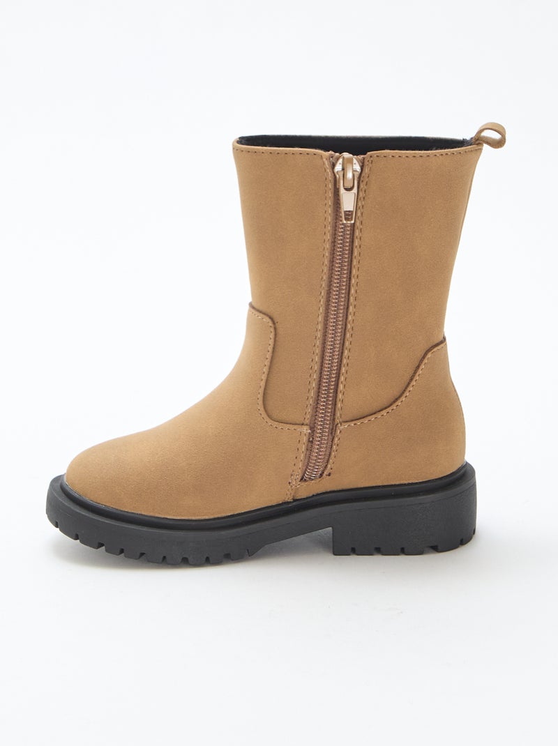 Stivali alti con zip Marrone - Kiabi