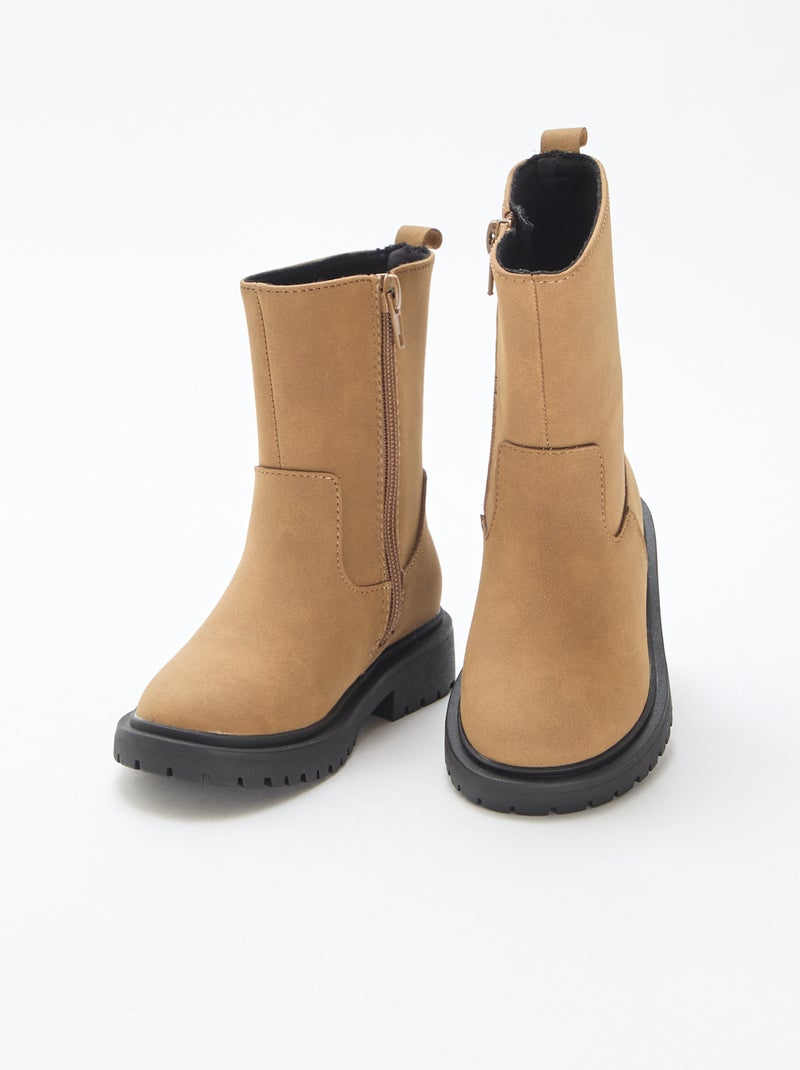 Stivali alti con zip Marrone - Kiabi