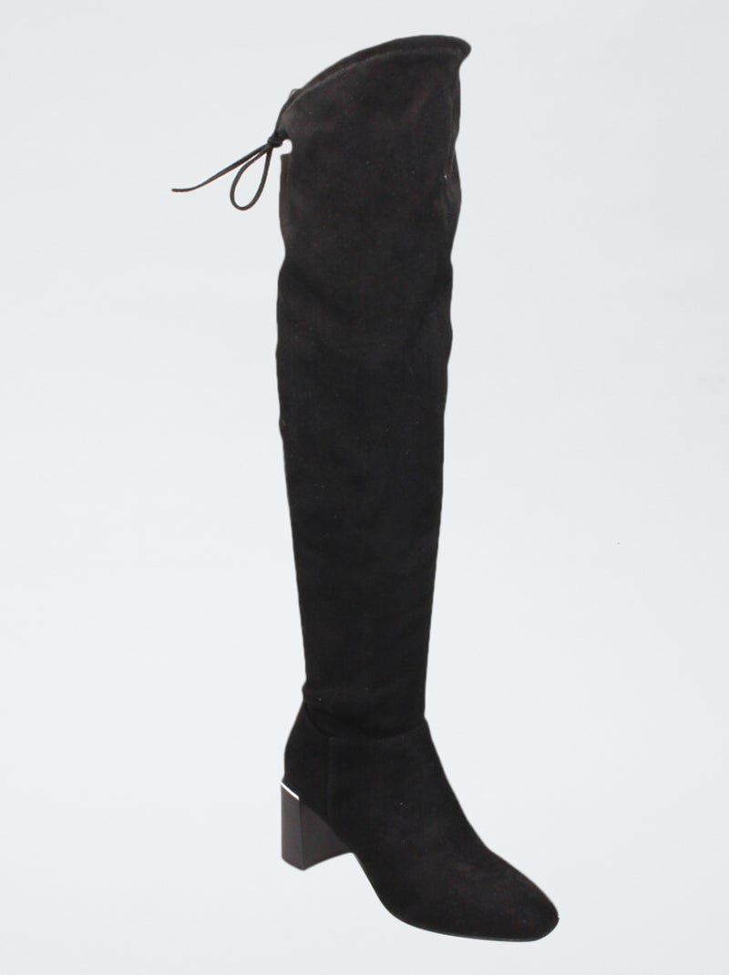 Stivali alti cuissardes in simil suede Nero - Kiabi