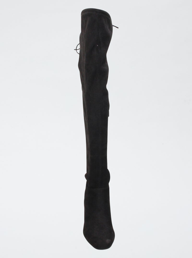 Stivali alti cuissardes in simil suede Nero - Kiabi