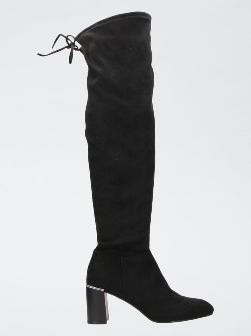 Stivali alti cuissardes in simil suede Nero - Kiabi