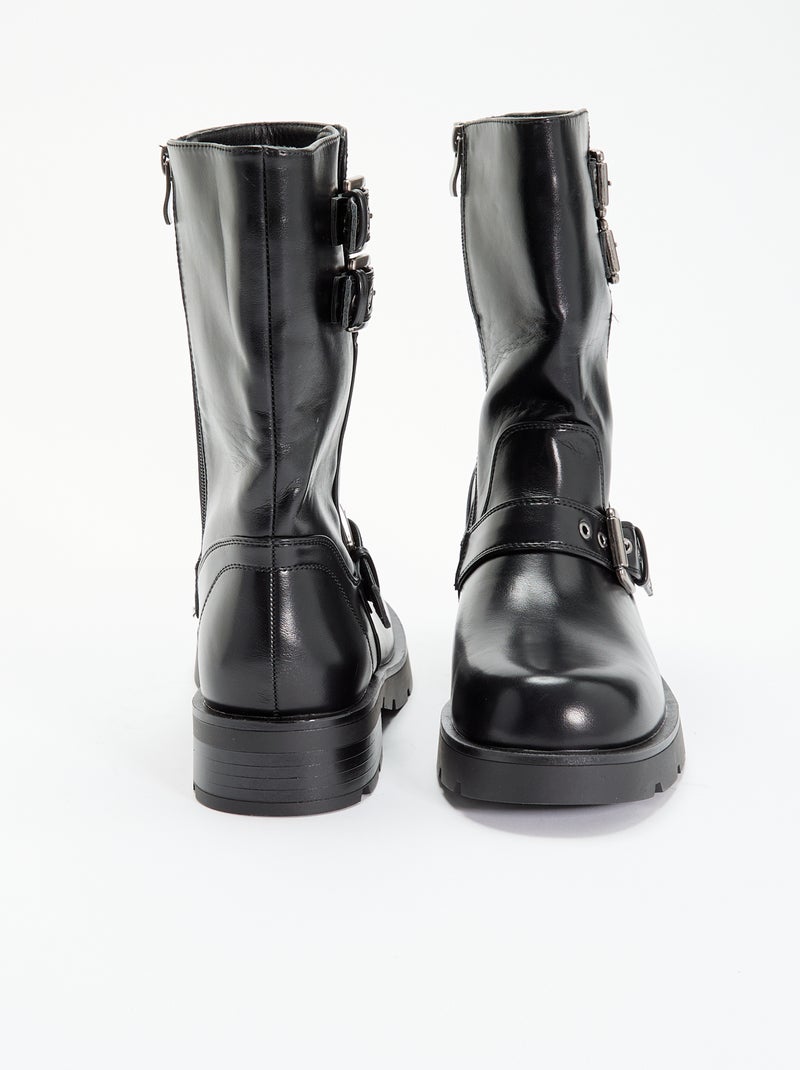 Stivali alti in similpelle con cinturino decorativo Nero - Kiabi