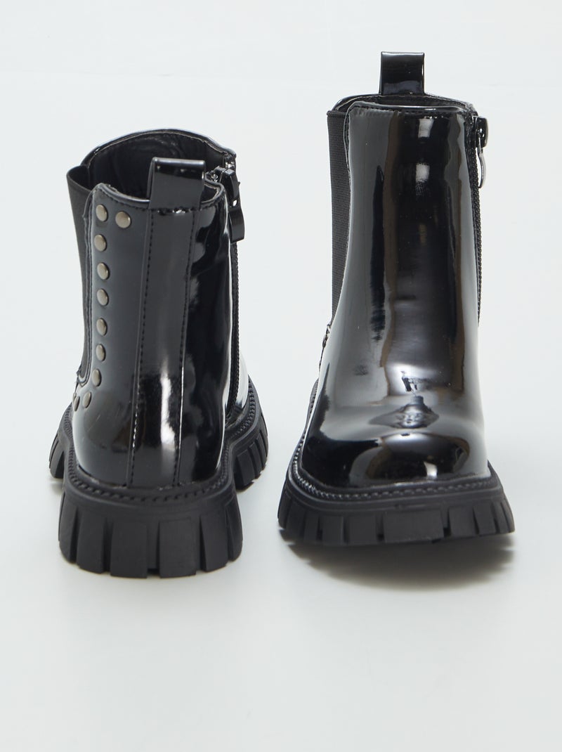 Stivali alti in similpelle lucida NERO - Kiabi