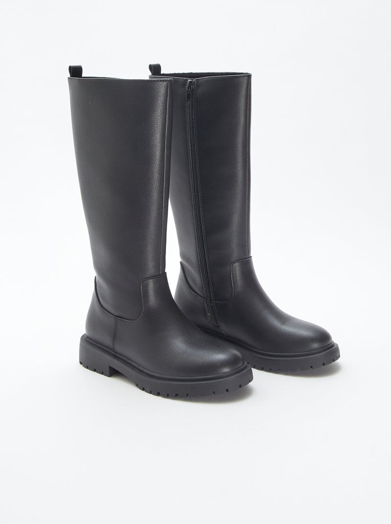 Stivali alti in similpelle Nero - Kiabi