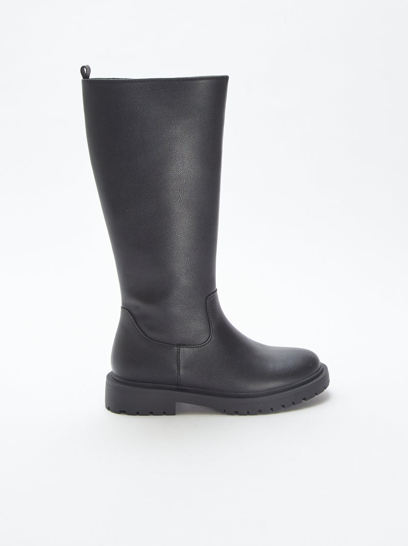 Stivali alti in similpelle Nero - Kiabi