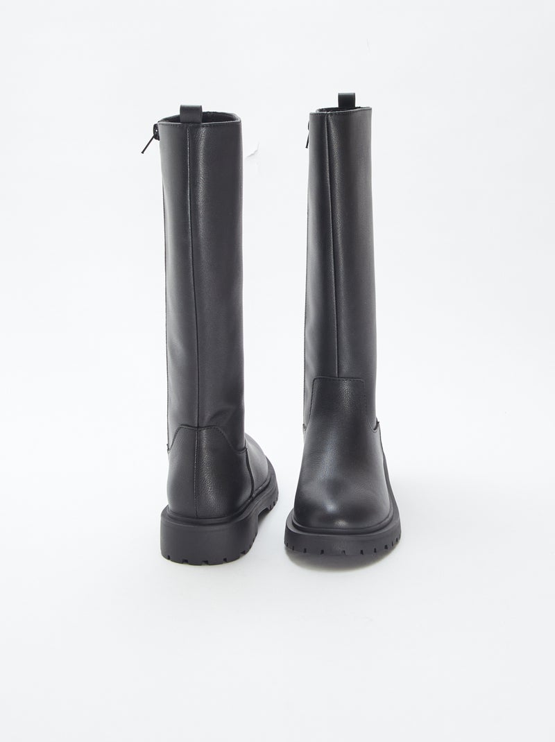 Stivali alti in similpelle Nero - Kiabi