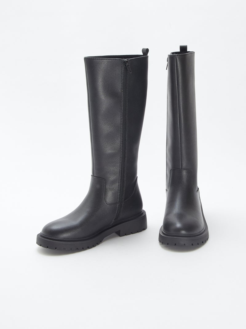 Stivali alti in similpelle Nero - Kiabi
