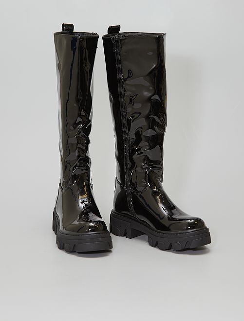 Stivali alti lucidi - nero vernice - Kiabi - 38.00€