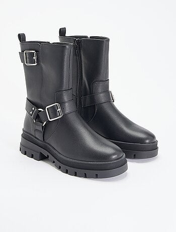 Stivali biker con cinturini fantasia
