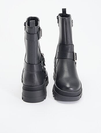 Stivali biker con cinturini fantasia